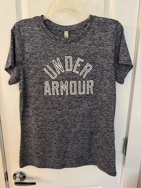 Under Armour Heathered Navy Gray Logo Tee, Women’s, Size Medium